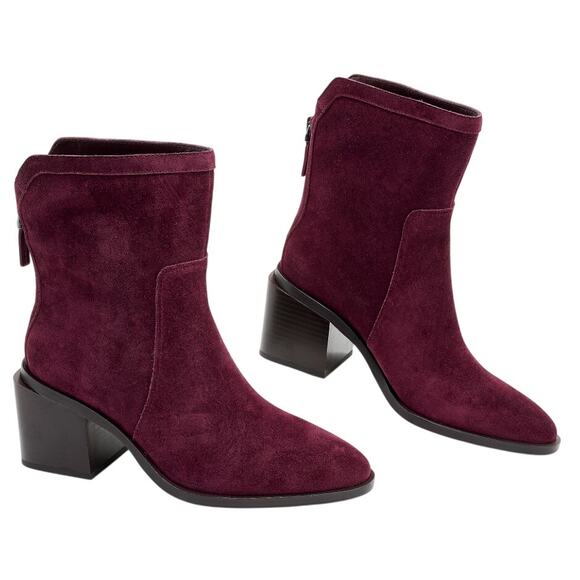 Vince Camuto Womens Kortimy Heeled Ankle Boot US 8 M EU 39 Burgundy Suede NIB - Picture 1 of 11